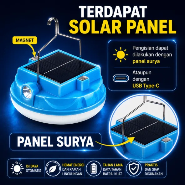 Terdapat Solar Panel — Isi Daya Otomatis