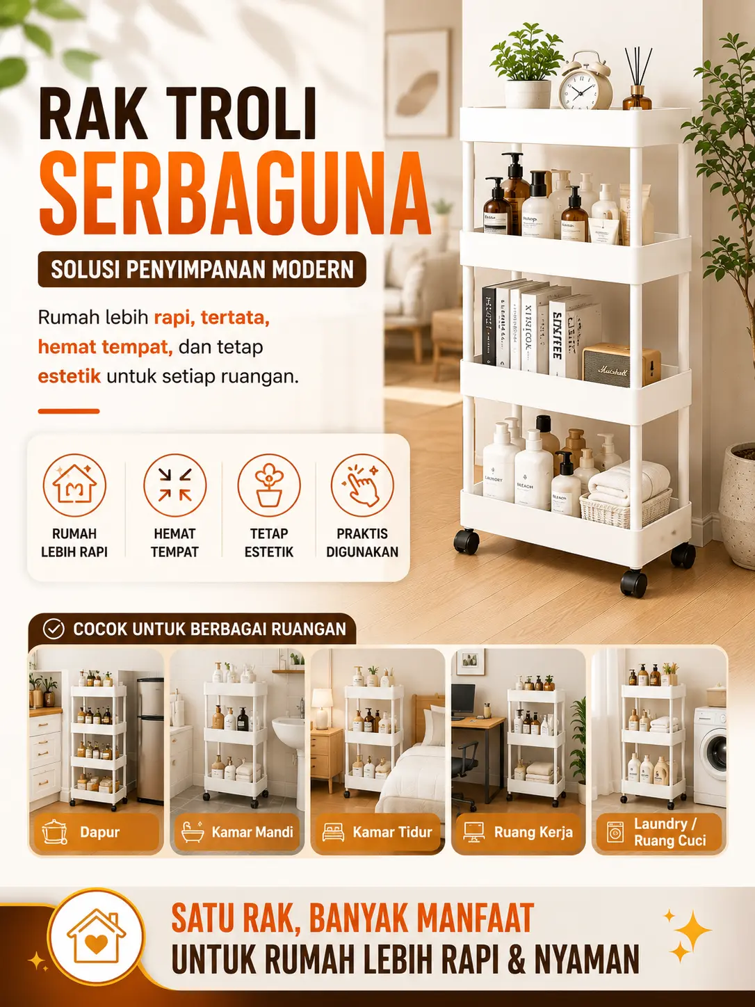 Rak Troli Serbaguna — Solusi Penyimpanan Modern
